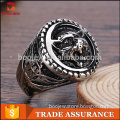 Wholesale Retro Mens Titanium silver 316 L Stainless Steel Roaring Lion King Ring Engraved Carved